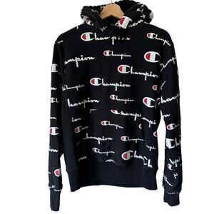 Champion Reverse Weave All Over Logo Pullover Hoodie Iconic Classic Sweatshirt